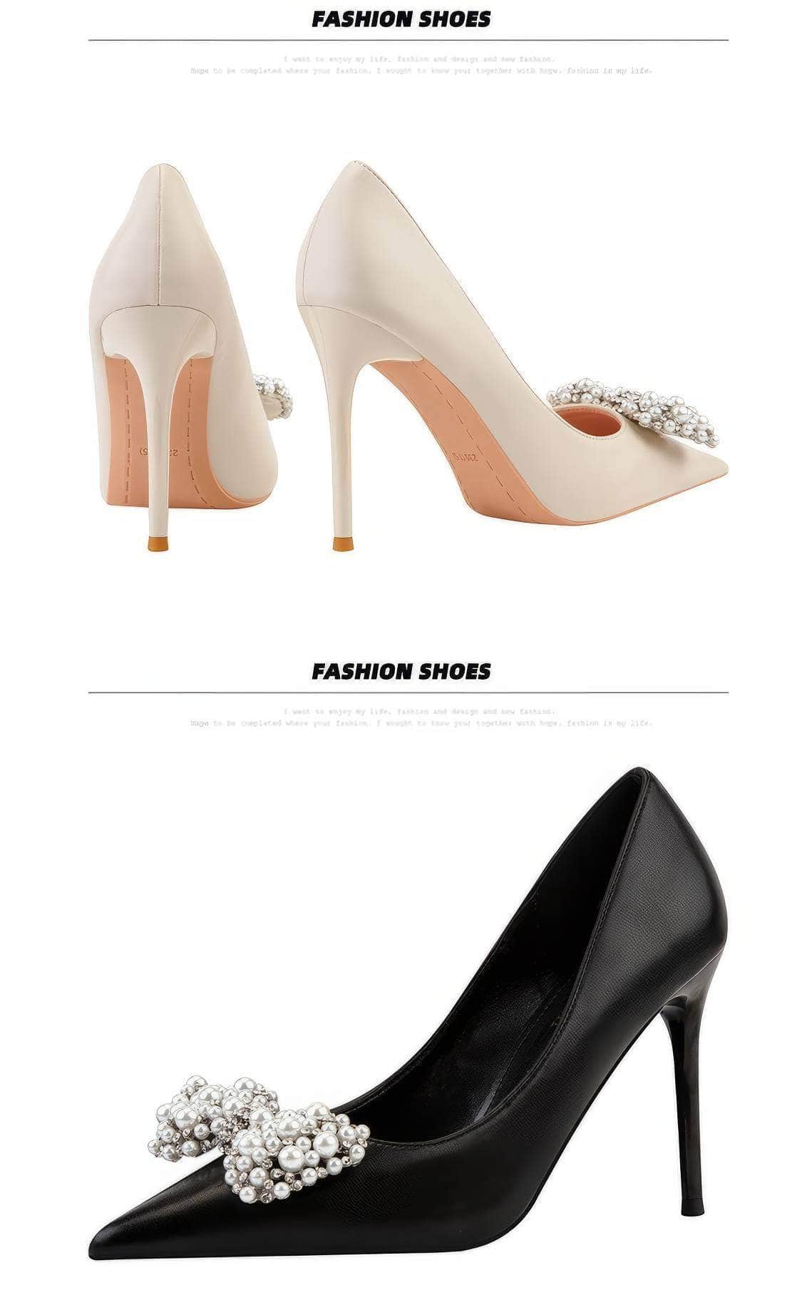 Pearl Bow Detailed Stiletto Pumps