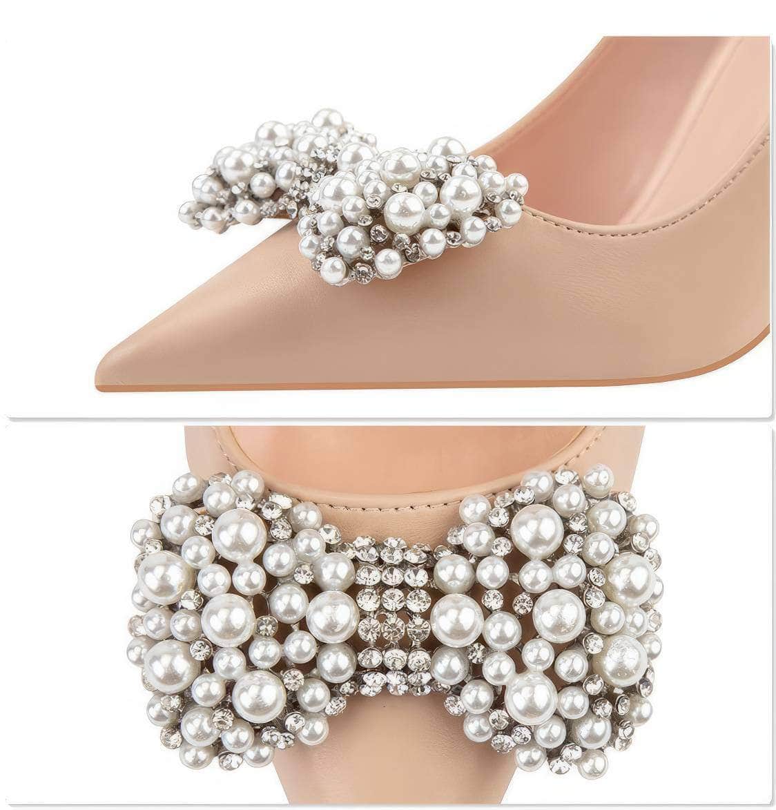 Pearl Bow Detailed Stiletto Pumps
