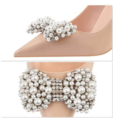 Pearl Bow Detailed Stiletto Pumps