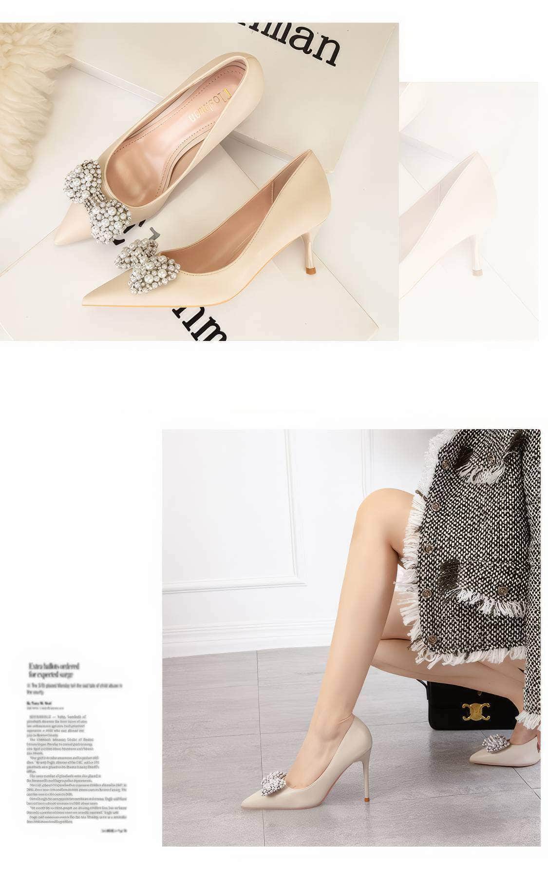 Pearl Bow Detailed Stiletto Pumps