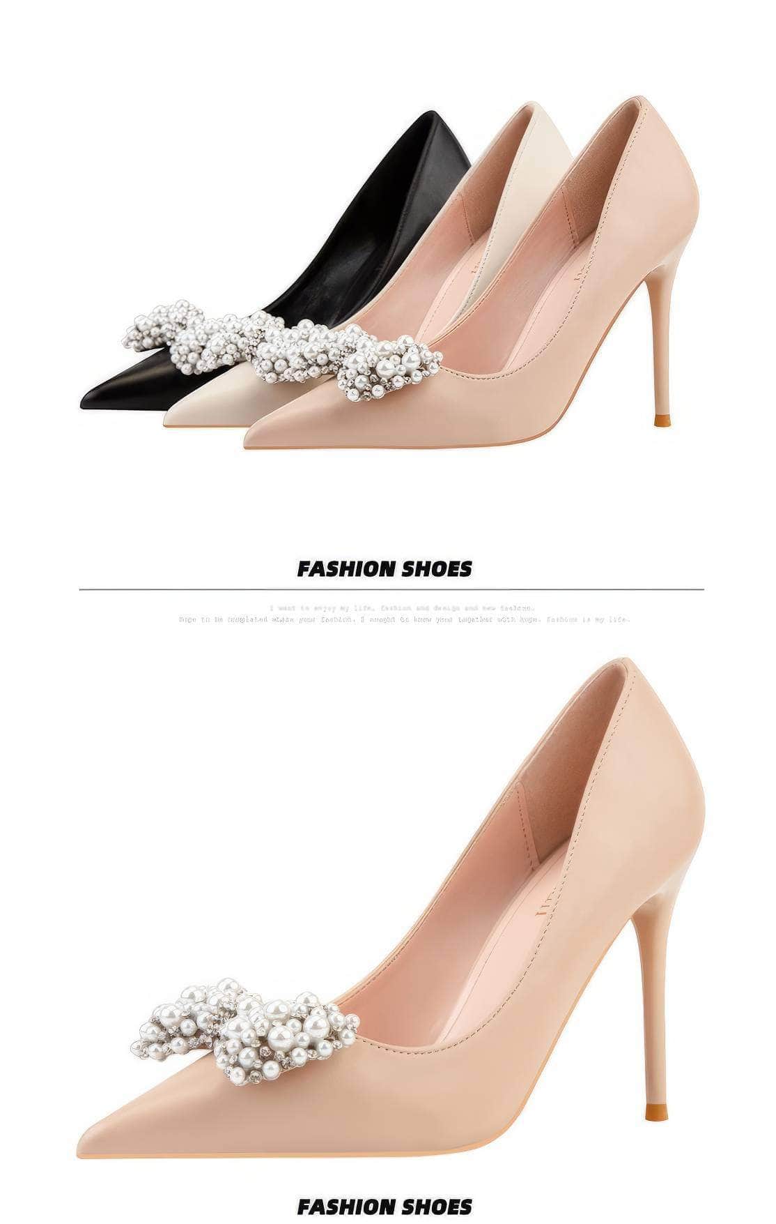 Pearl Bow Detailed Stiletto Pumps