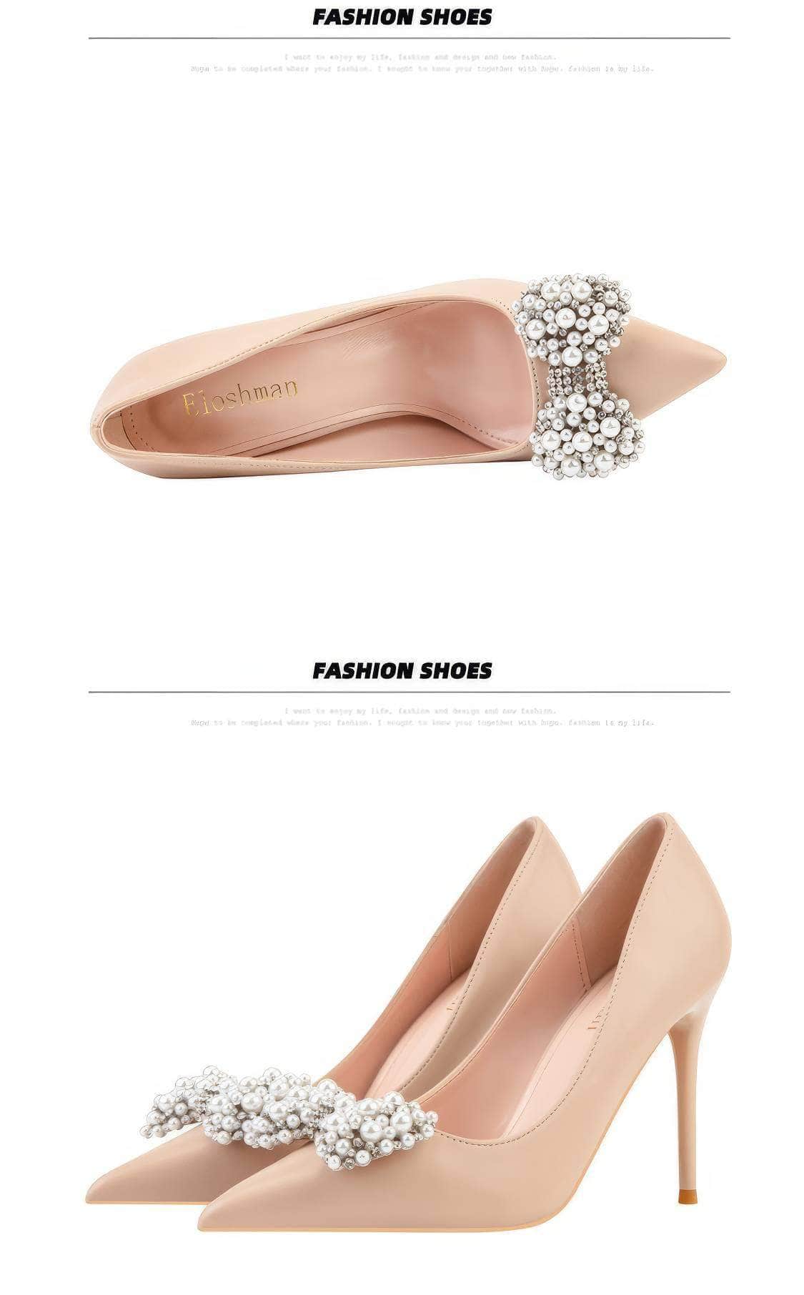 Pearl Bow Detailed Stiletto Pumps