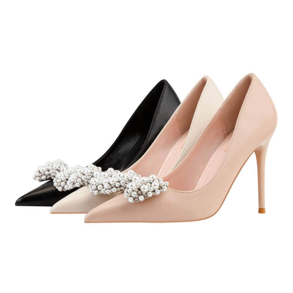 Pearl Bow Detailed Stiletto Pumps