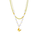 Pearl Butterfly Pendant Necklace: Fashionable 2-Layer Clavicle Chain N1824