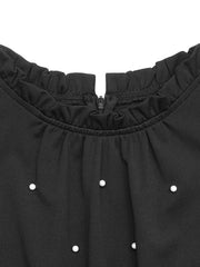 Pearl Detail Ruffled Cap Sleeve Jumpsuit