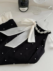 Pearl Detail Sleeveless Mini Dress