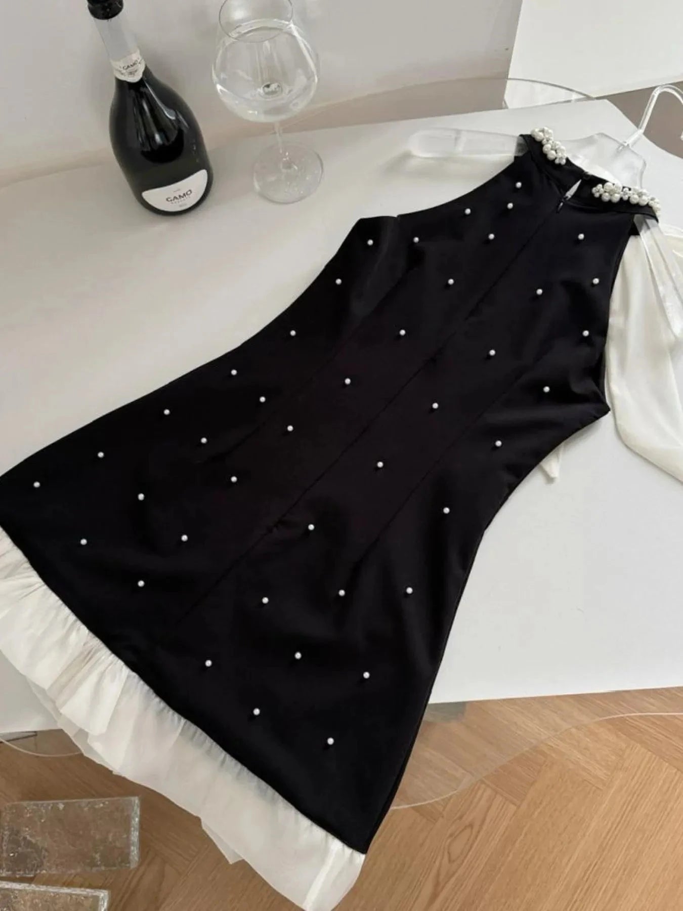 Pearl Detail Sleeveless Mini Dress