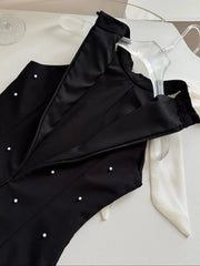 Pearl Detail Sleeveless Mini Dress