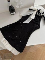 Pearl Detail Sleeveless Mini Dress