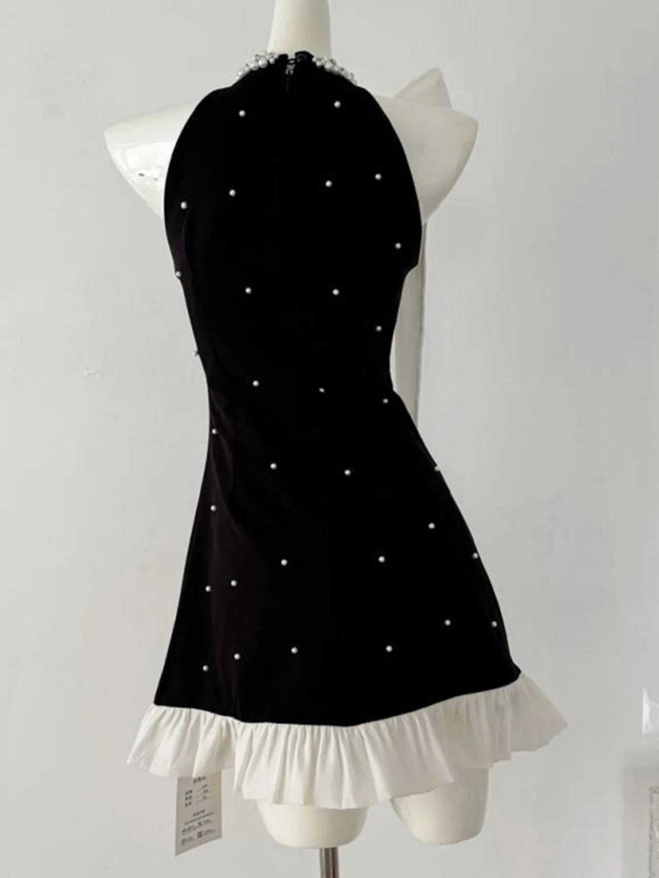 Pearl Detail Sleeveless Mini Dress