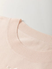 Pearl Embellished Bow Detail Short Sleeve Sweater