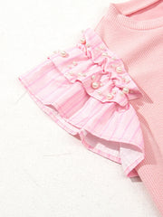 Pearl Embellished Ruffle Sleeve Blouse