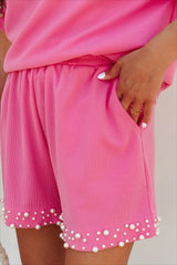 Pearl Embellished Top and Shorts Set
