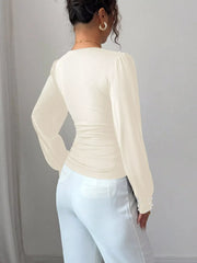 Pearl Embellished V-Neck Blouse