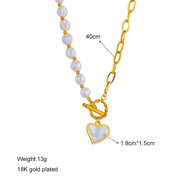 Pearl Heart Pendant Necklace N1800
