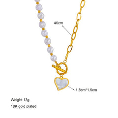 Pearl Heart Pendant Necklace N1800