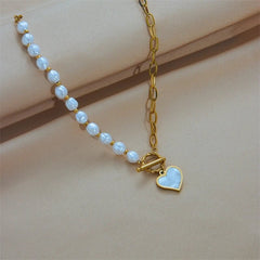 Pearl Heart Pendant Necklace N1800