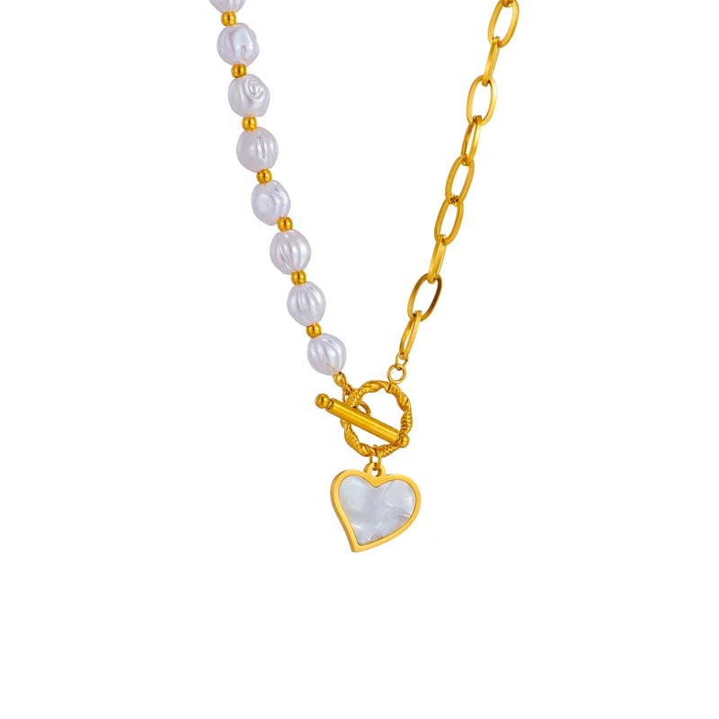 Pearl Heart Pendant Necklace N1800