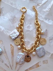 Pearl Pendant Link Chain Baroque Necklace