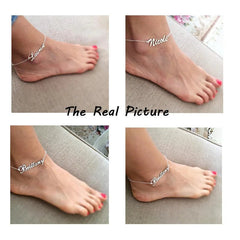 Personalized Custom Name Anklet - Thick NK Leg Chain with Letter Charms, Stainless Steel