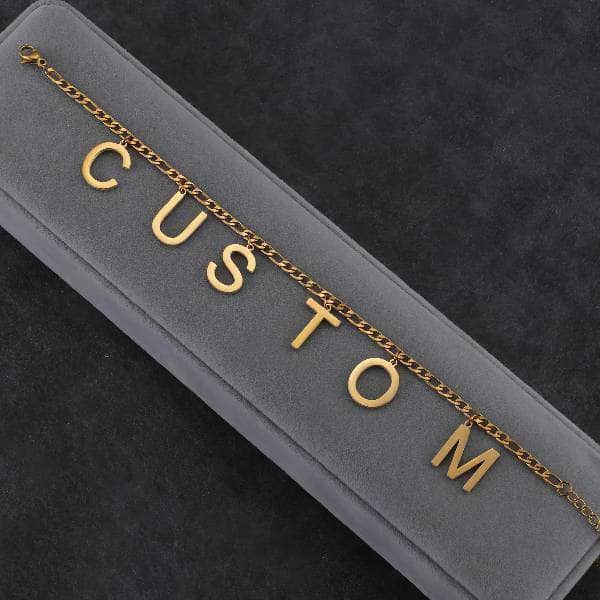 Personalized Custom Name Anklet - Thick NK Leg Chain with Letter Charms, Stainless Steel