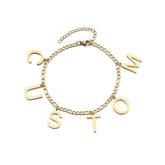 Personalized Custom Name Anklet - Thick NK Leg Chain with Letter Charms, Stainless Steel
