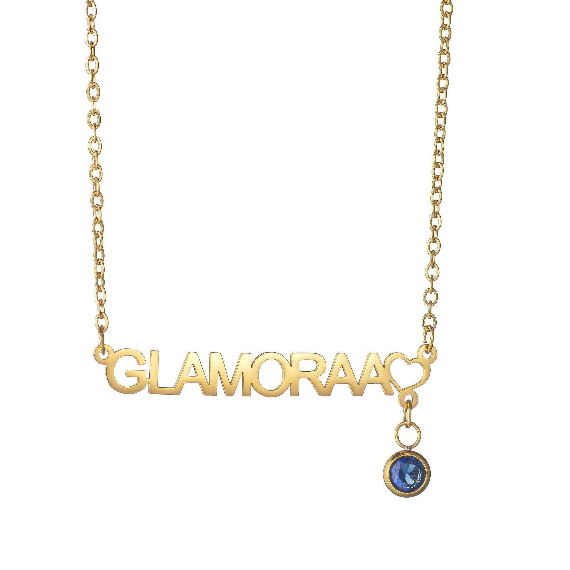 Personalized Custom Name Necklace with Birthstone Drill Cup Pendant - Stainless Steel for Women and Men, Link Chain Jewelry Gift