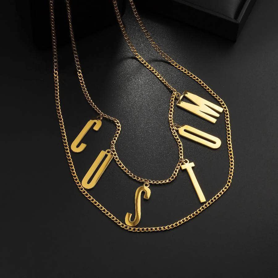 Personalized Custom Name Waist Chain for Women - Stainless Steel, 2-Layer Sexy Body Chain with Big Letter Pendant