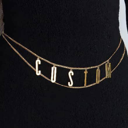 Personalized Custom Name Waist Chain for Women - Stainless Steel, 2-Layer Sexy Body Chain with Big Letter Pendant