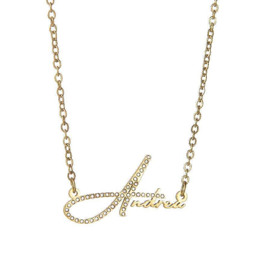 Personalized Custom Zircon Letter Name Necklace for Women - Stainless Steel Pendant with Link Chain