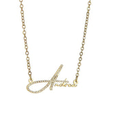 Personalized Custom Zircon Letter Name Necklace for Women - Stainless Steel Pendant with Link Chain