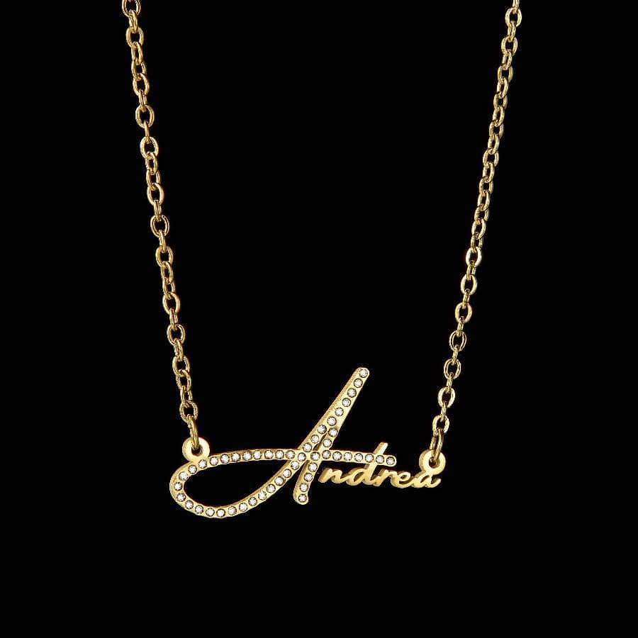 Personalized Custom Zircon Letter Name Necklace for Women - Stainless Steel Pendant with Link Chain