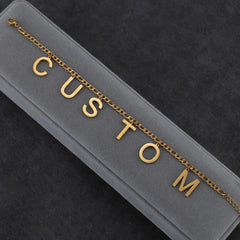 Personalized stainless steel anklet with custom name and letter charms