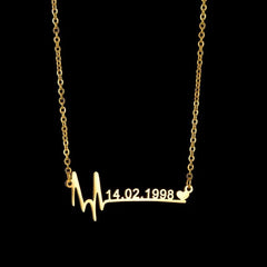 Personalized Stainless Steel Necklace: Heartbeat Design with Custom Letter Pendant