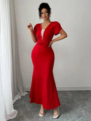 Petal Sleeve Mermaid Maxi Dress