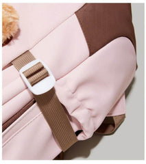 Pink and Brown Bear Peek-a-Boo Plush Pocket Schoolbag