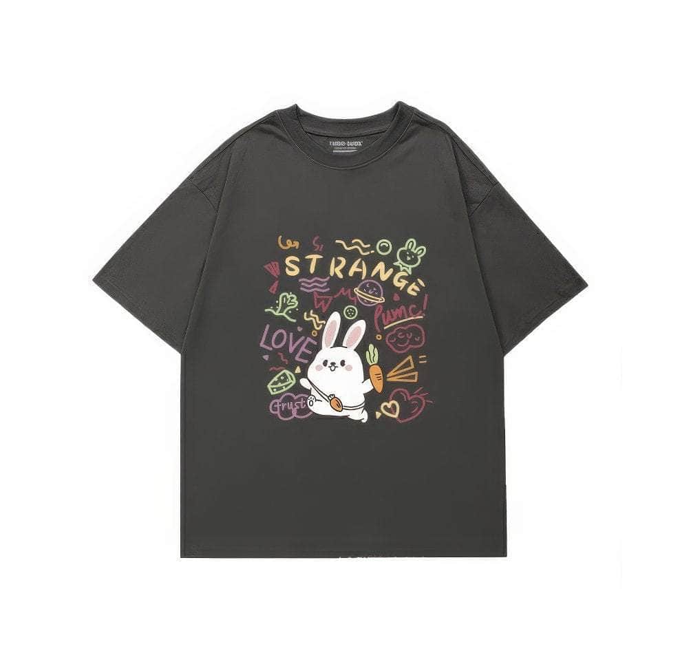 Pink Bunny Love Oversized T-Shirt US 4 / Gray