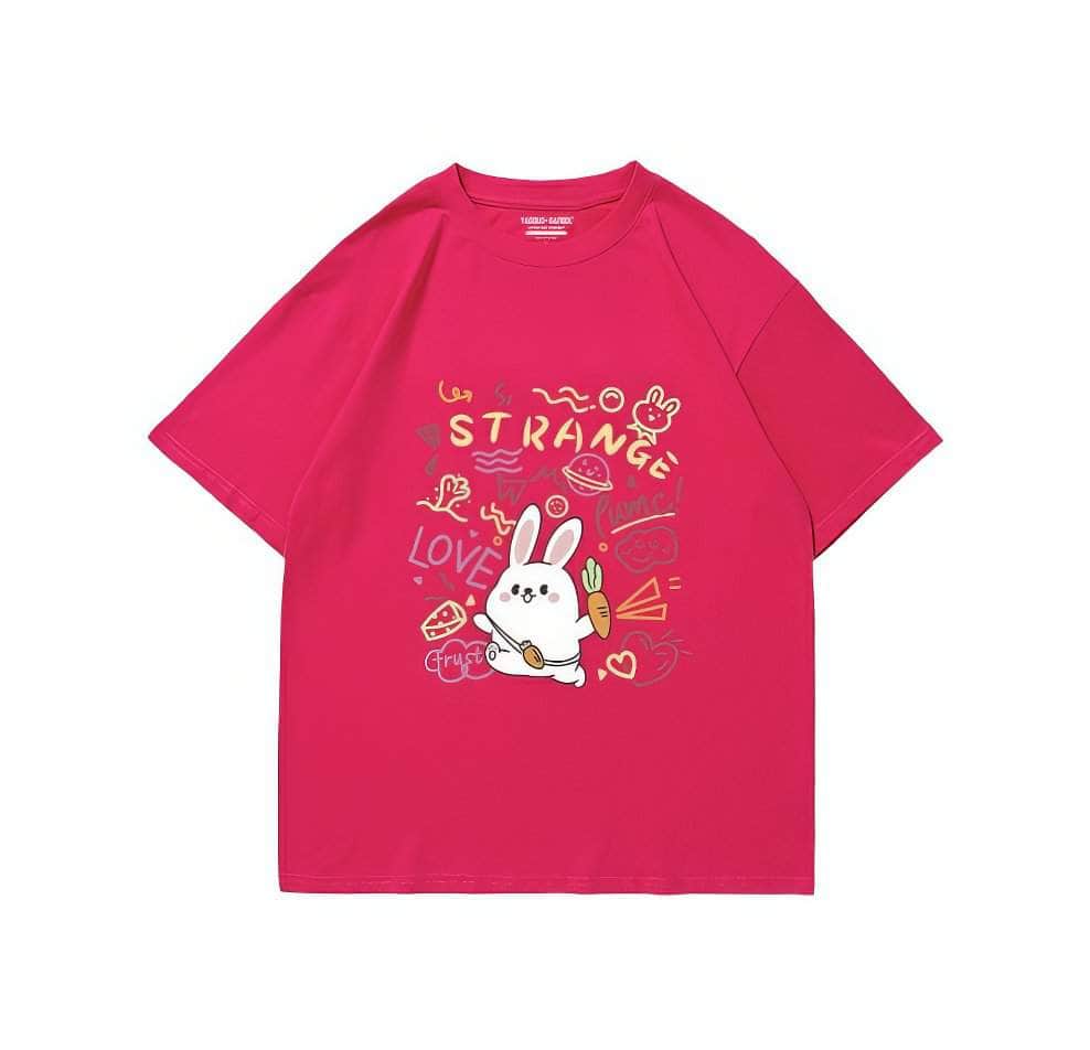Pink Bunny Love Oversized T-Shirt US 4 / MediumVioletRed