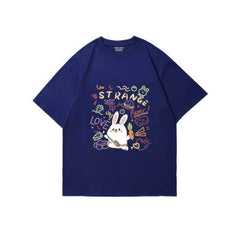 Pink Bunny Love Oversized T-Shirt US 4 / Navy