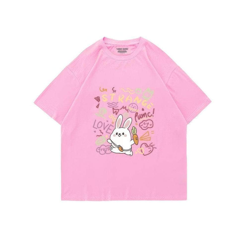 Pink Bunny Love Oversized T-Shirt US 4 / Pink