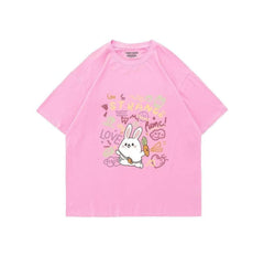 Pink Bunny Love Oversized T-Shirt US 4 / Pink