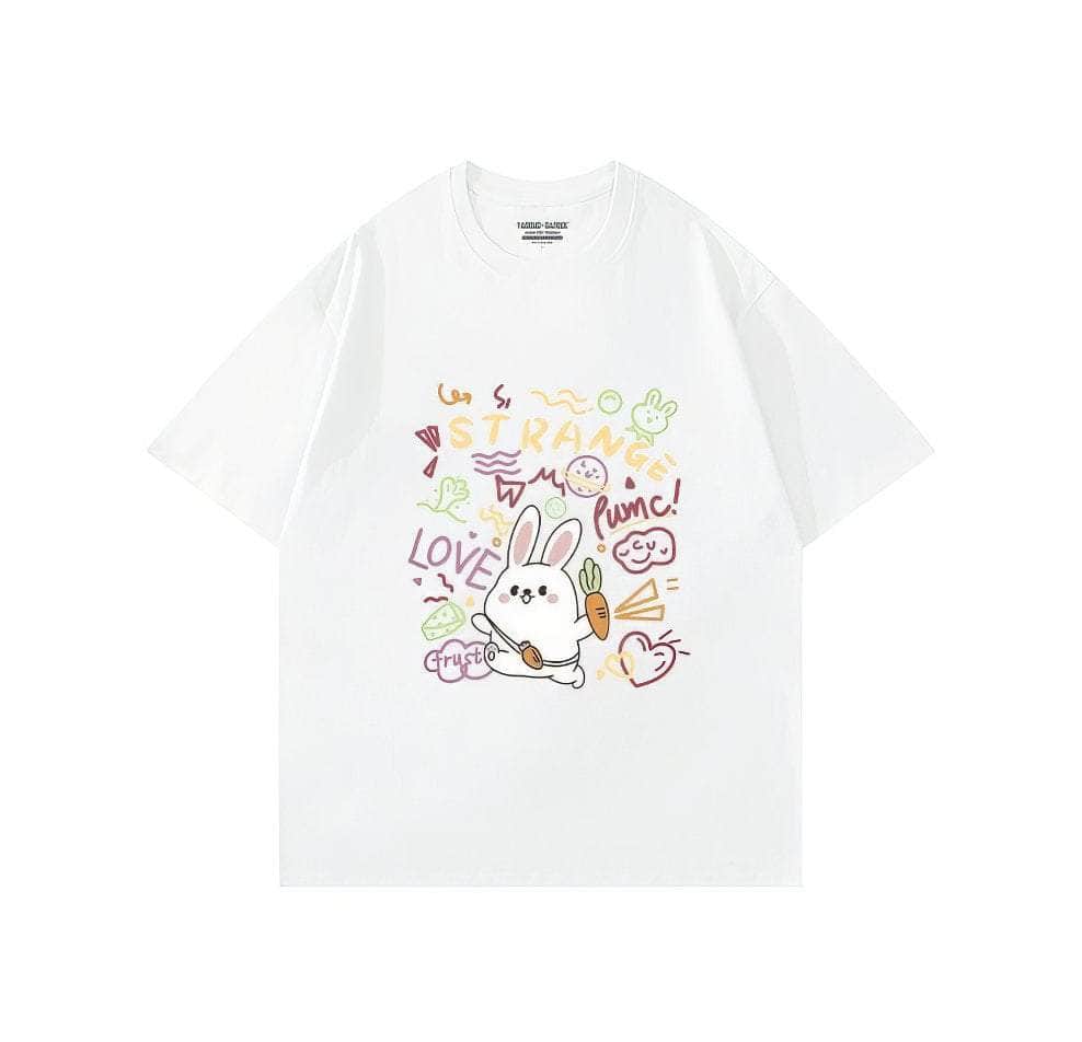 Pink Bunny Love Oversized T-Shirt US 4 / White