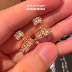 Pink Opal Statement Studded Earrings Pink