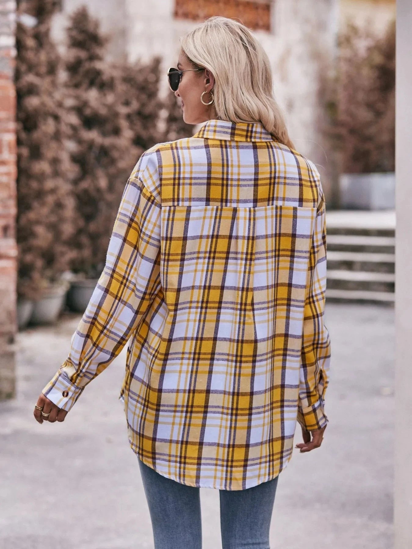 Plaid Button-Down Long Sleeve Shirt
