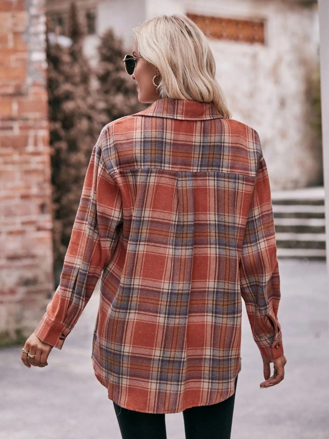 Plaid Button-Down Long Sleeve Shirt