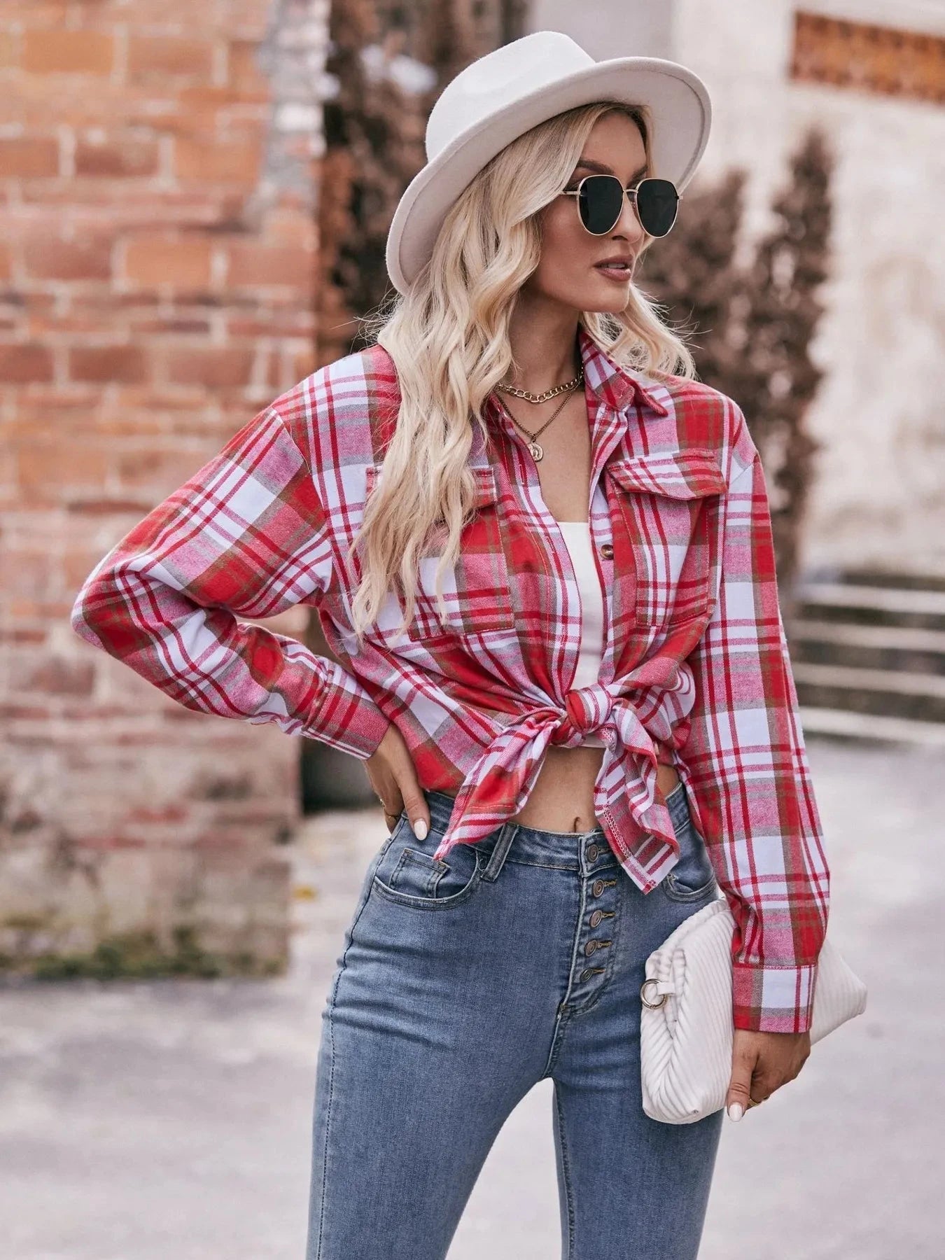 Plaid Button-Down Long Sleeve Shirt