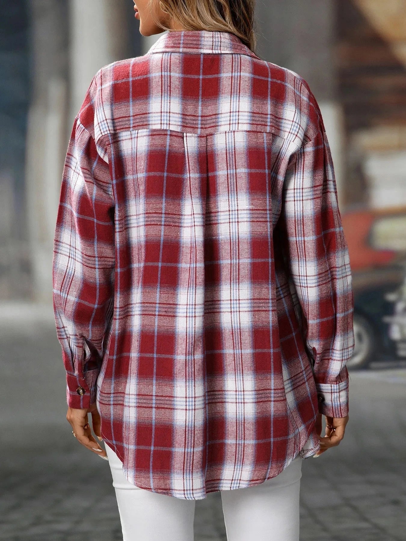 Plaid Button-Down Oversized Shirt