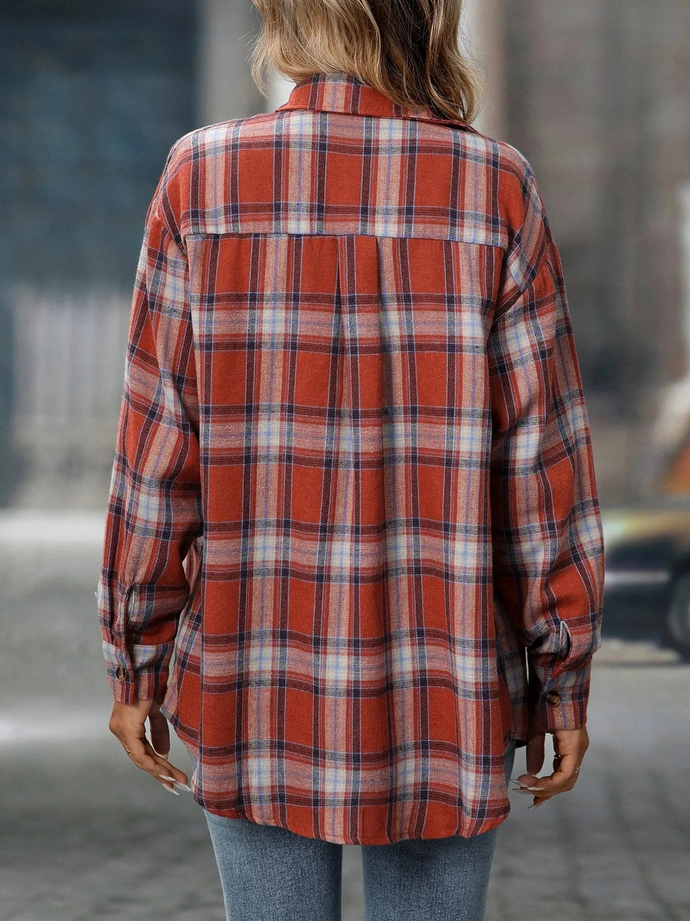 Plaid Button-Down Oversized Shirt