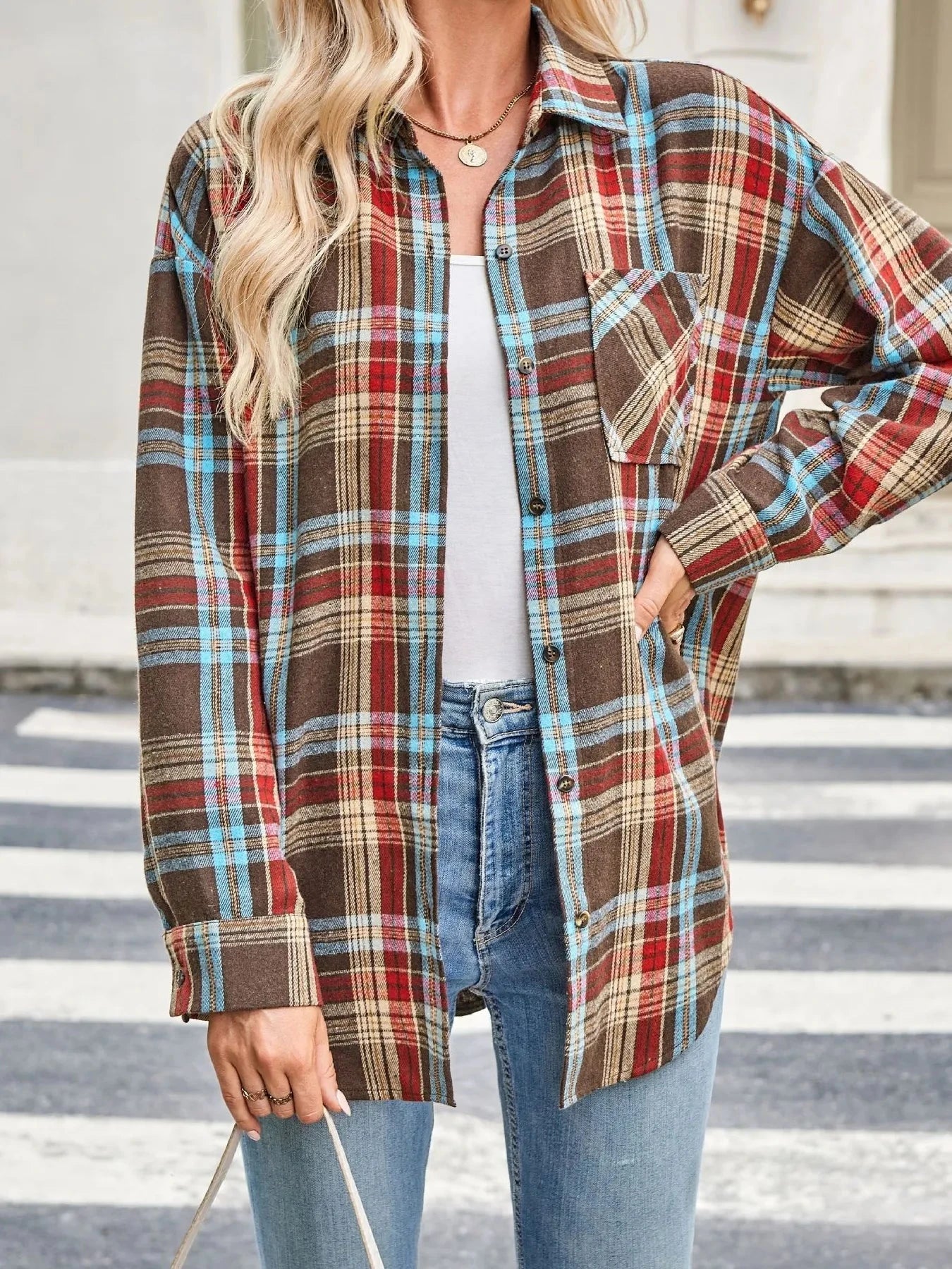 Plaid Button Up Long Sleeve Shirt