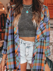 Plaid Button Up Long Sleeve Shirt Blue / S
